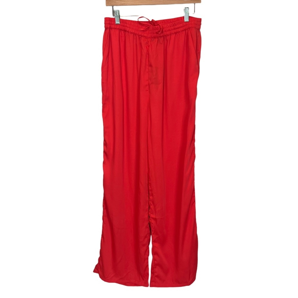 PIECES PCFlint High Waisted Wide Leg Track Pants Poppy Red Women's XL NWT